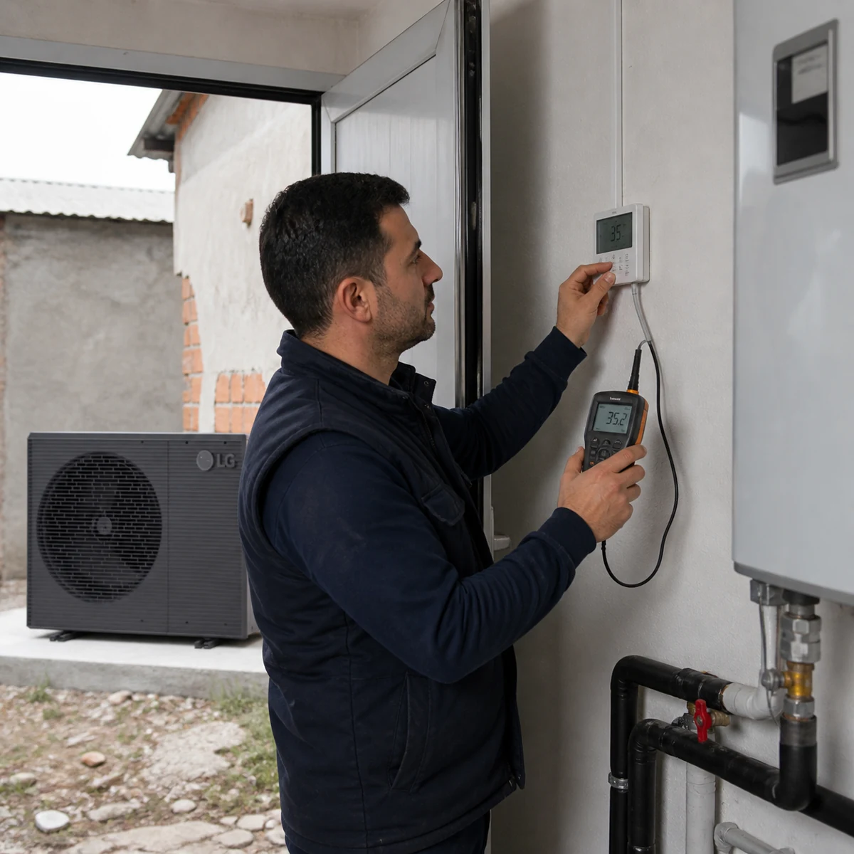 Isı Pompası Kontrol Ünitesi ve Ayar Süreci için temsilî ısı pompası çözüm görseli