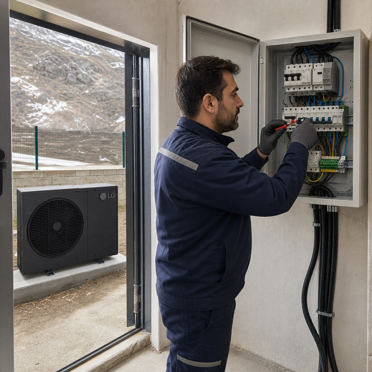 Elektrik Beslemesi ve Koruma Elemanları için temsilî ısı pompası çözüm görseli